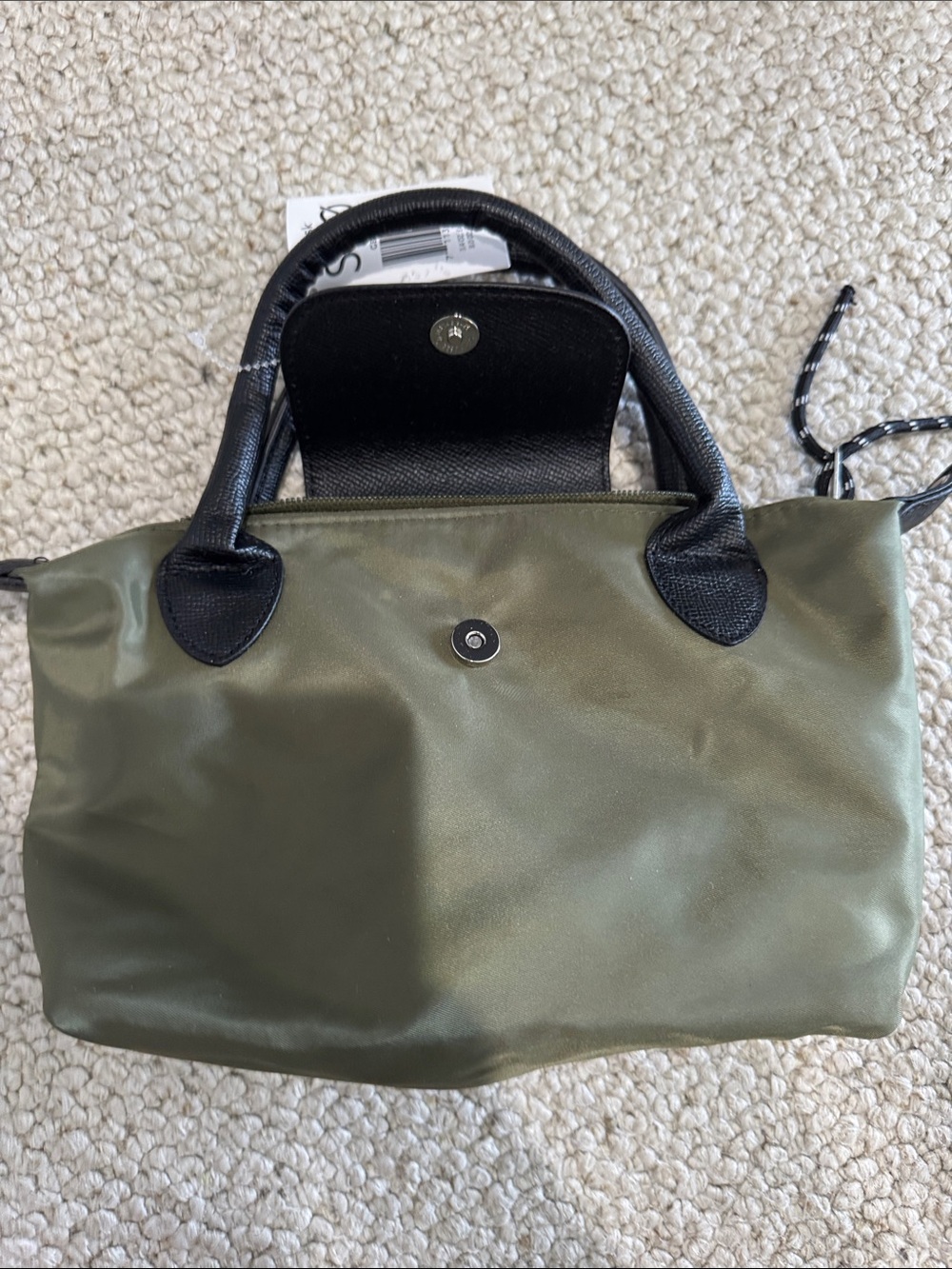 Olive Green Women's Tote with Black Handles